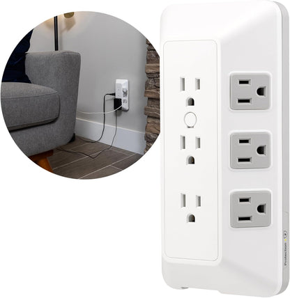GE-branded 9-Outlet Surge Tap, 1780J, White/Gray