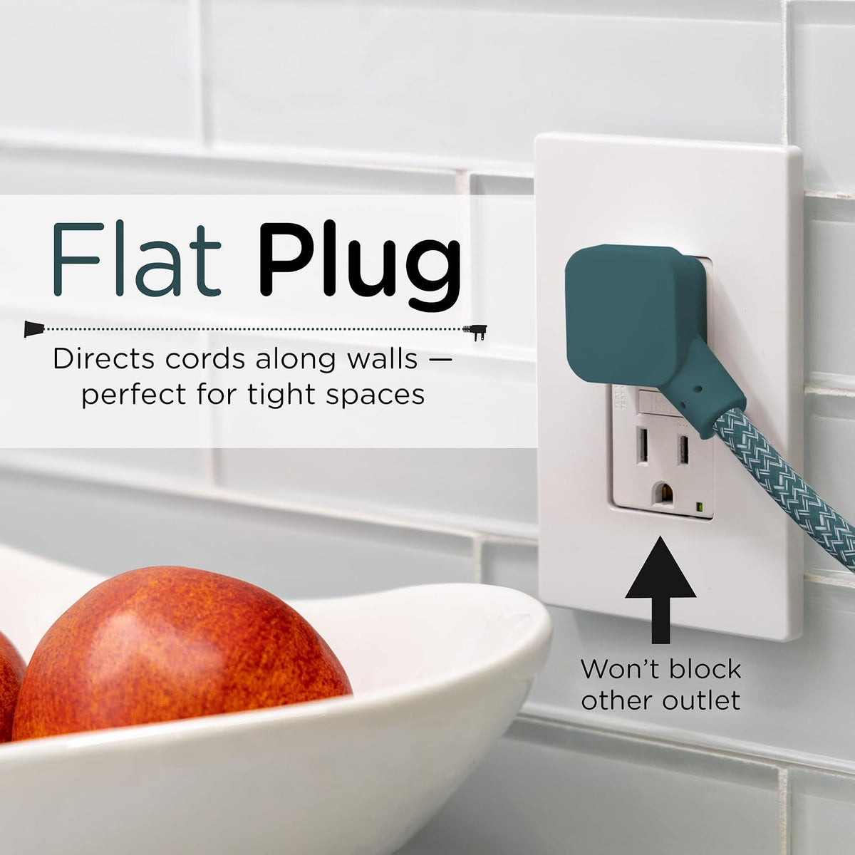 Cordinate 10ft. 3-Outlet Indoor Extension Cord, transformative teal