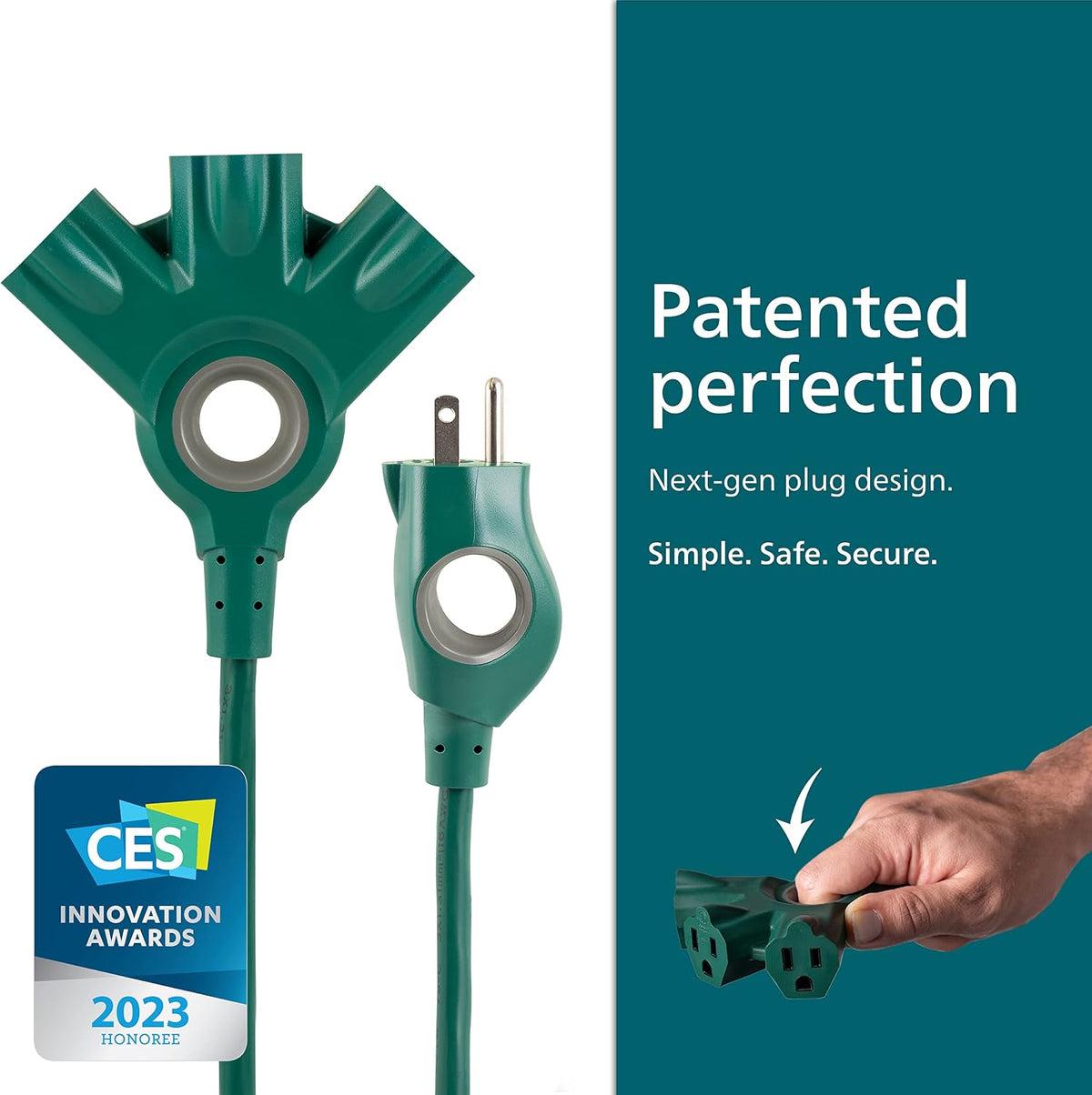 Philips 3-Outlet EZGrip Grounded Extension Cord, 25 ft., Indoor/Outdoor, Green