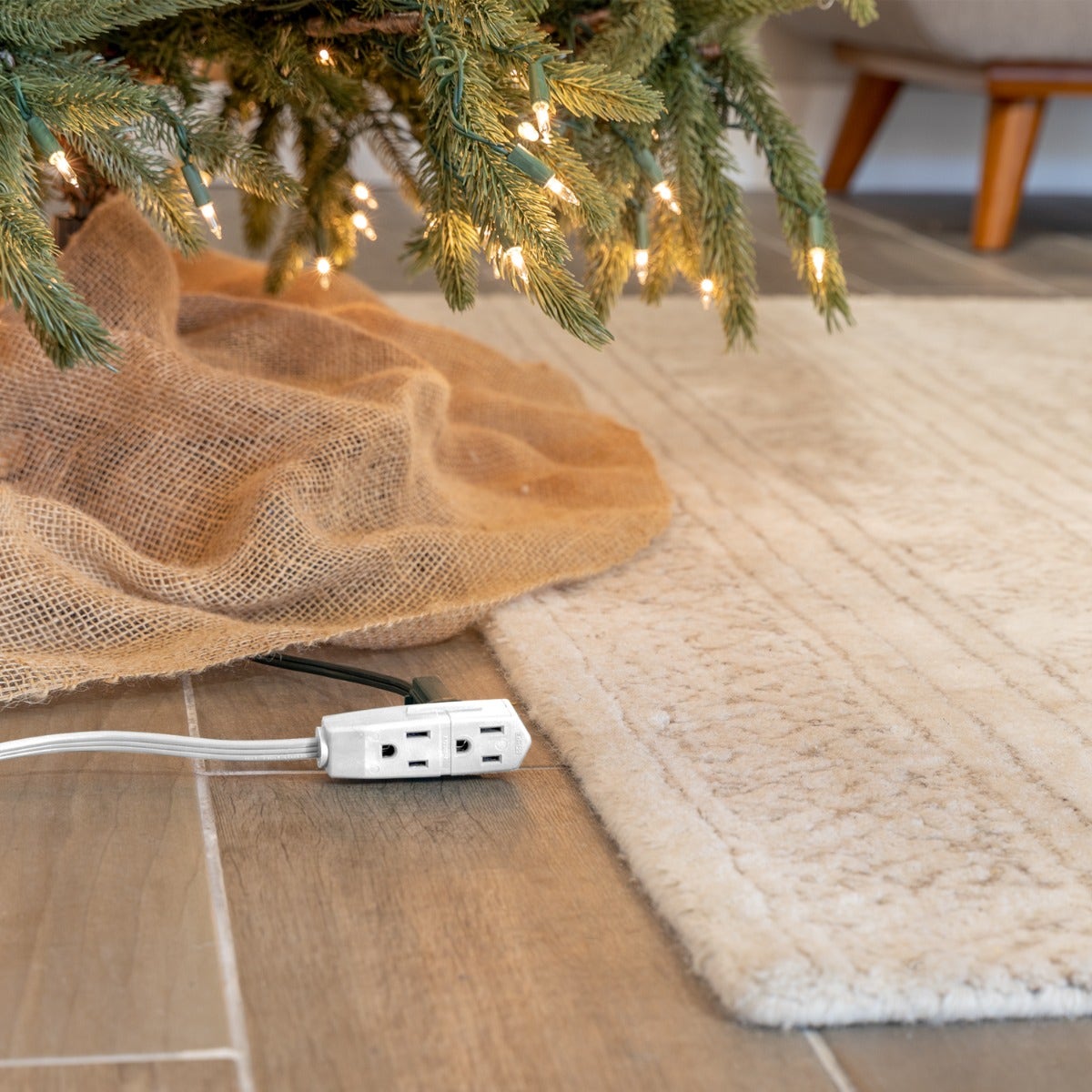 GE 3-Outlet 3ft. Extension Cord  with Right-Angle Plug, 2 Pack, White
