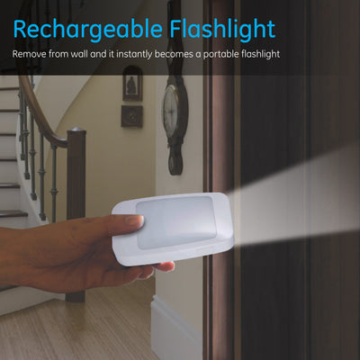 GE 4-in-1 Rechargeable Power Failure Light Sensing LED Night Light, White