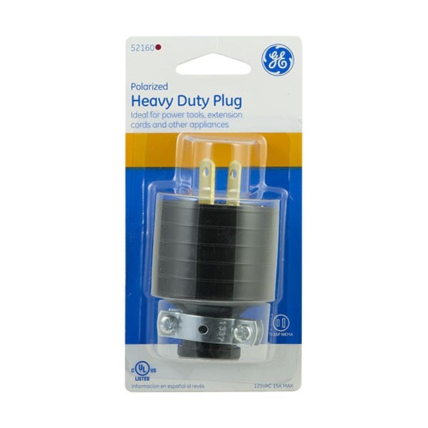 GE Heavy Duty Polarized Plug, Black