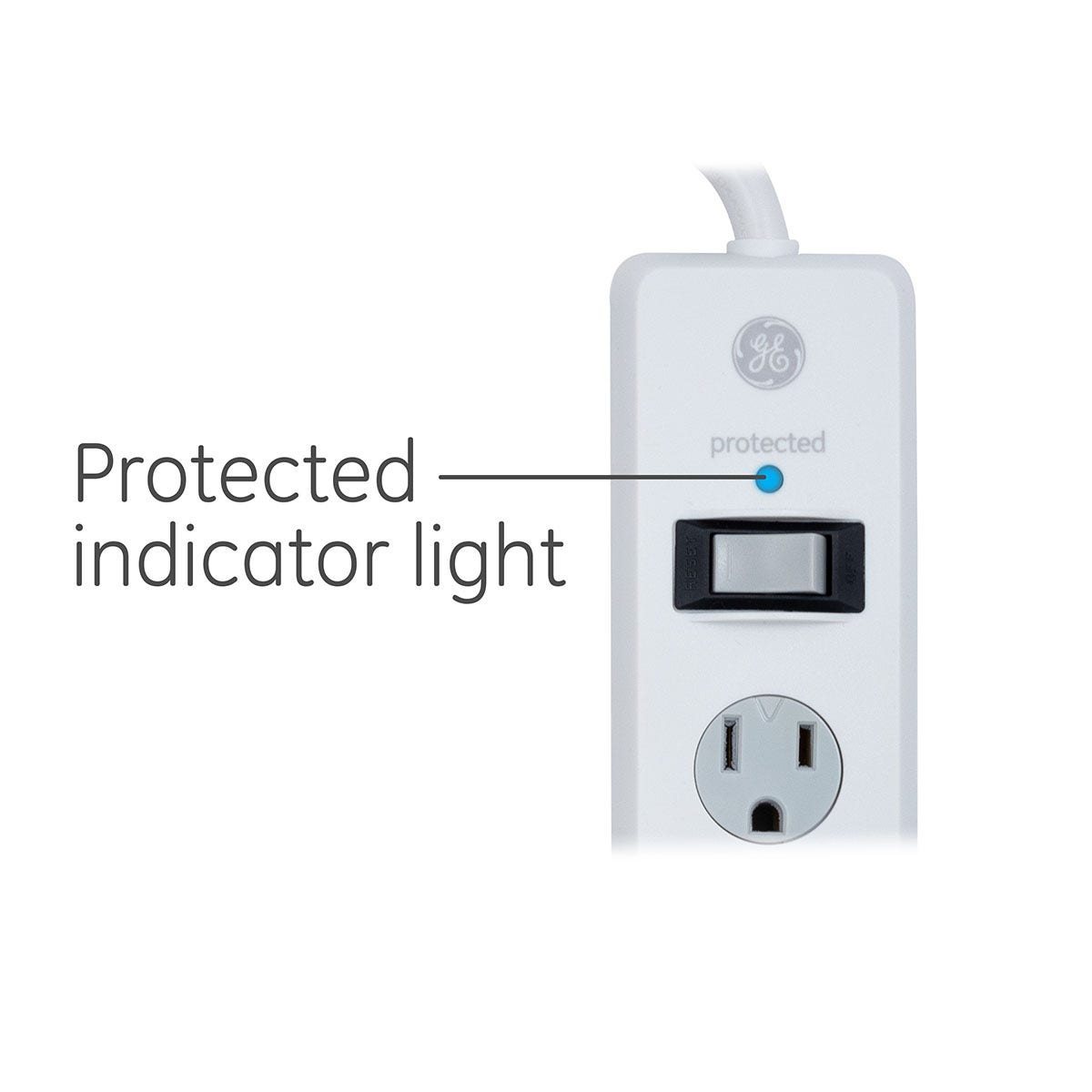 GE 6-Outlet 6ft. Surge Protector With Twist-To-Close Safety Covers, 2 Pack, White