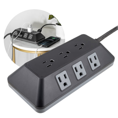 GE UltraPro ADAPT 9-Outlet Surge Protector, 2480J, 8ft. Braided Cord, Black