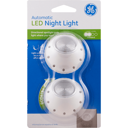 GE Light Sensing LED Night Light, 2 Pack, White