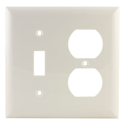 Power Gear Single Toggle/Outlet Combo Wall Plate, White