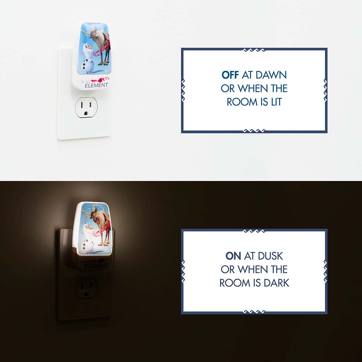 Disney Frozen II Light Sensing LED Night Light, White