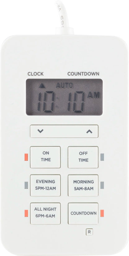 UltraPro Indoor Plug-In 2-Outlet Digital Timer with 5ft. Tethered Button, White