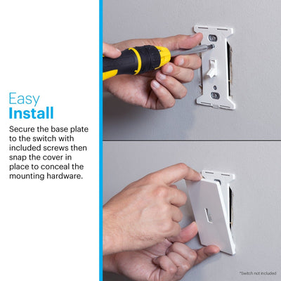 Power Gear Single Toggle Screwless Wall Plate, White, 10 Pack