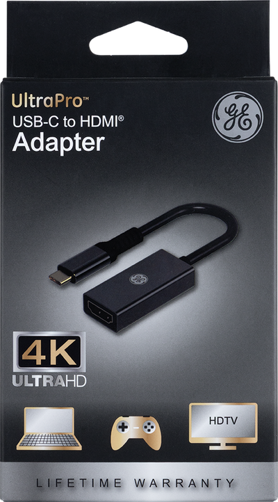 GE USB-C to 4K HDMI Multi-Monitor Adapter, Black