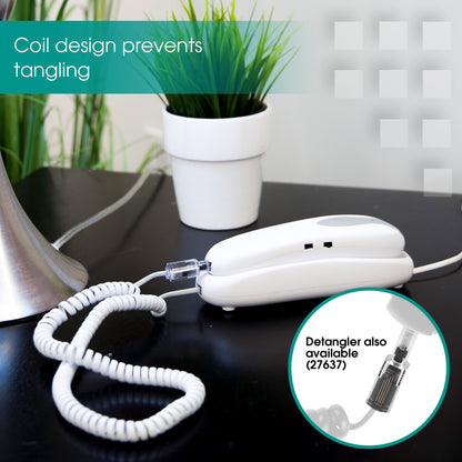 Power Gear Telephone Coiled Handset Cord, 25ft., White