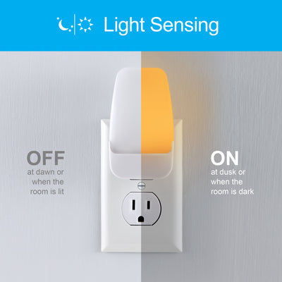 GE Light Sensing LED Night Light, 4 Pack, Amber