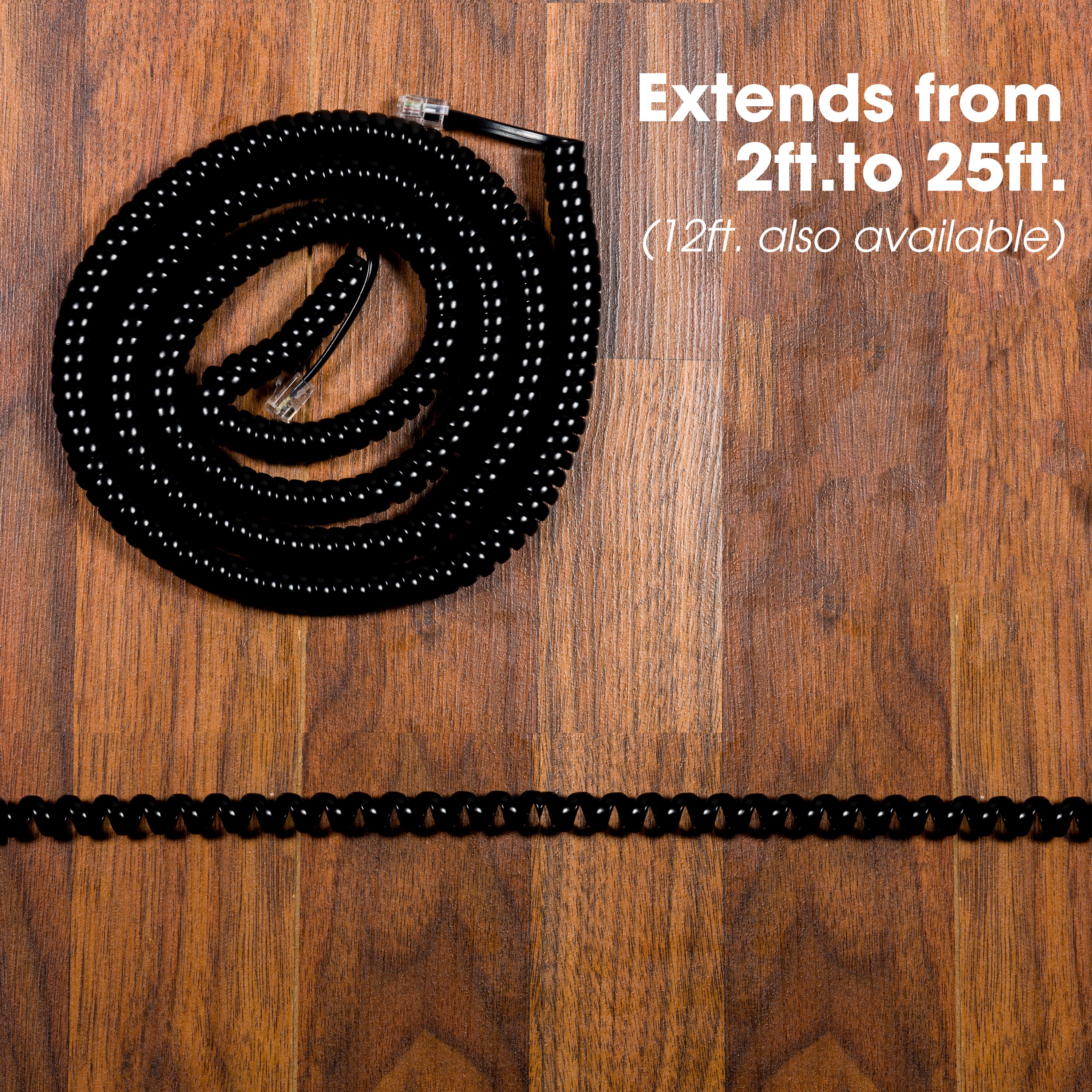 Power Gear Telephone Coiled Handset Cord, 25ft., Black