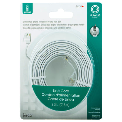 Power Gear 25ft. Phone Line Cord, White