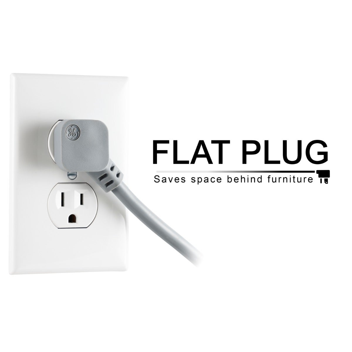 GE 6-Outlet 10ft. Surge Protector with Twist-to-Close Safety Outlets, Gray