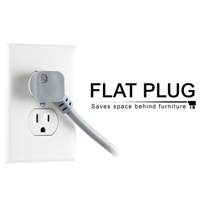 GE 6-Outlet 10ft. Surge Protector with Twist-to-Close Safety Outlets, Gray