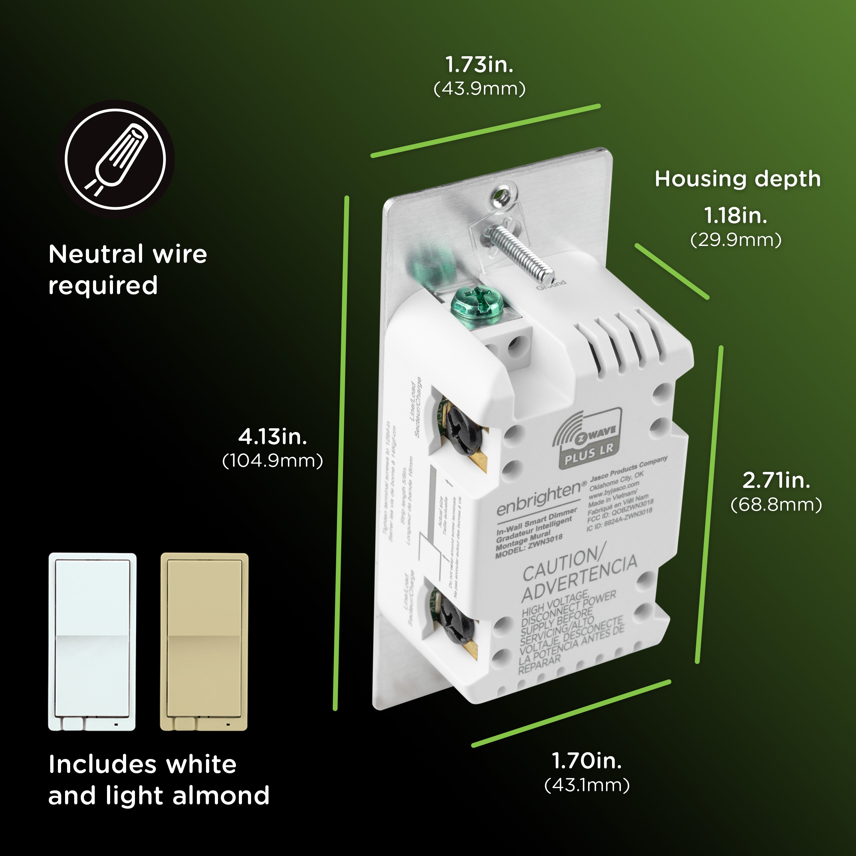 BRILLIANT WAVE 電気 Enbrighten 800 Series Z-Wave Paddle Dimmer – Jasco