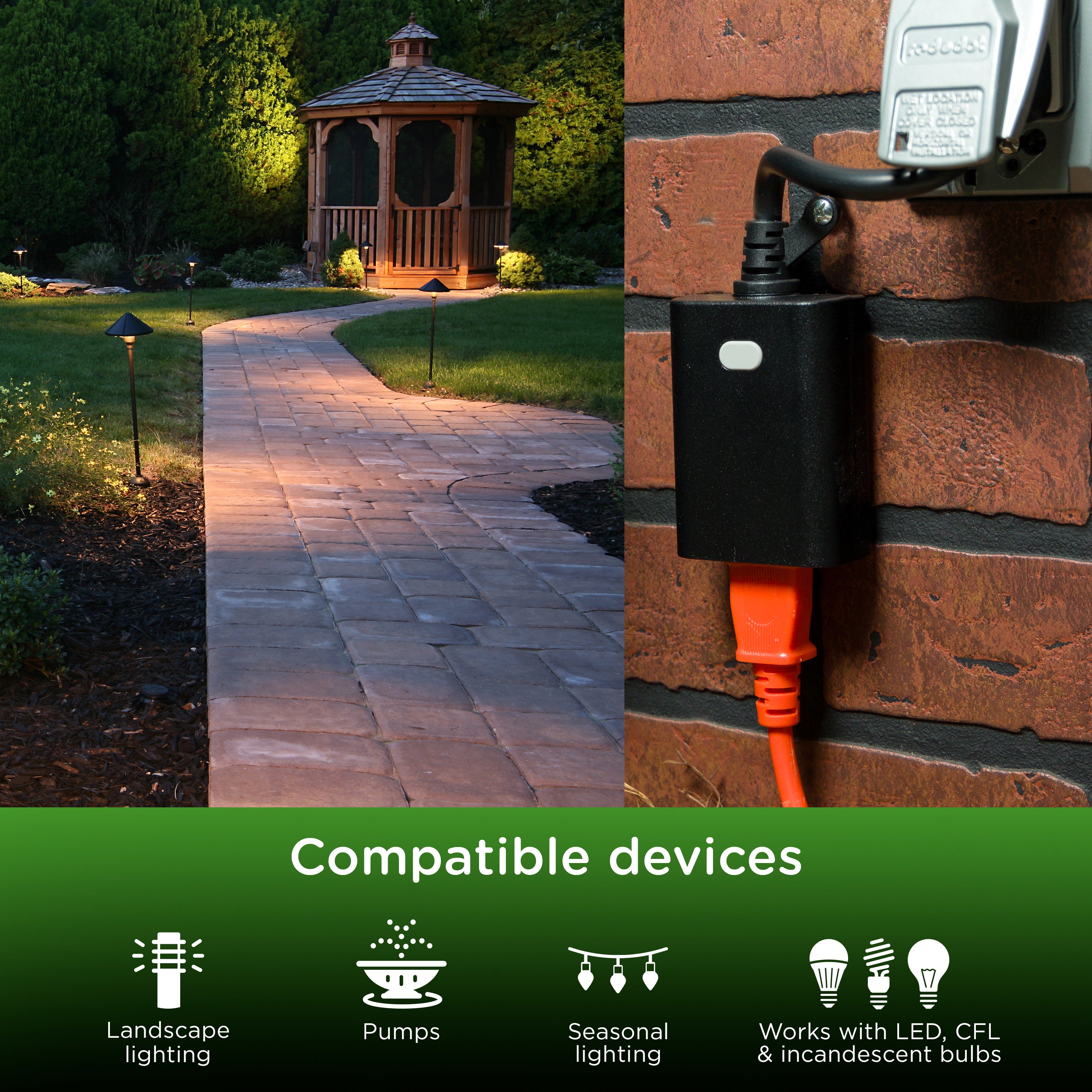 Enbrighten Z-Wave Long Range Outdoor Smart Plug, 800 Series, 1