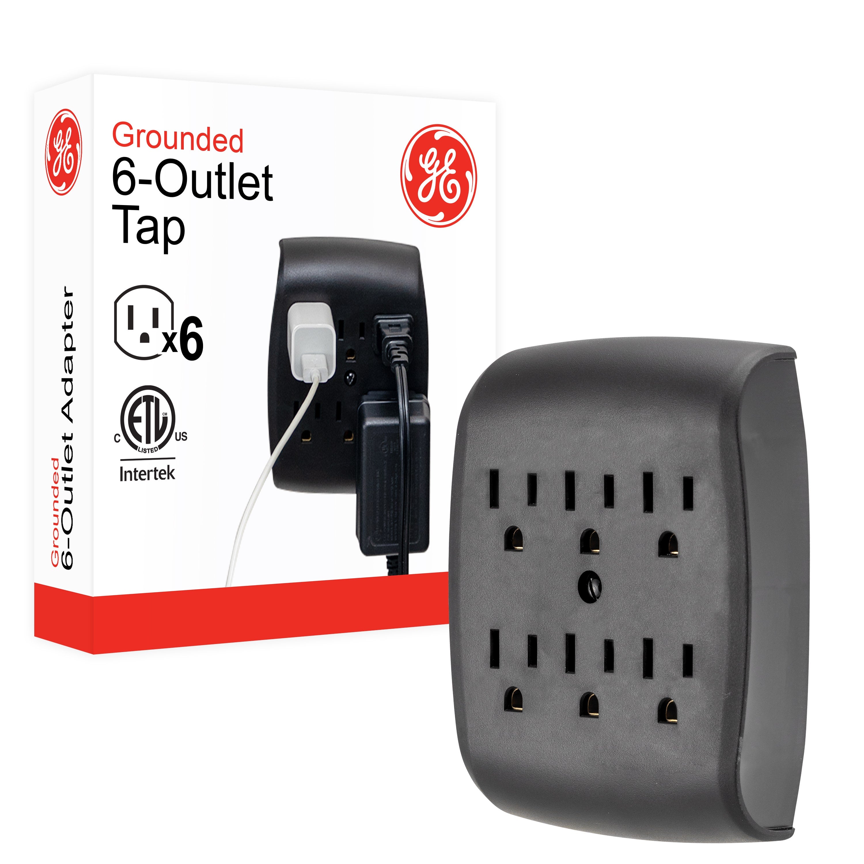 GE 6-Outlet Wall Tap, Black