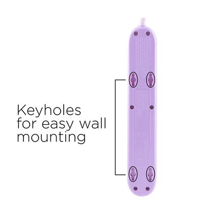 Cordinate 6-Outlet 3ft. Surge Protector with Braided Cord, Lavender/White