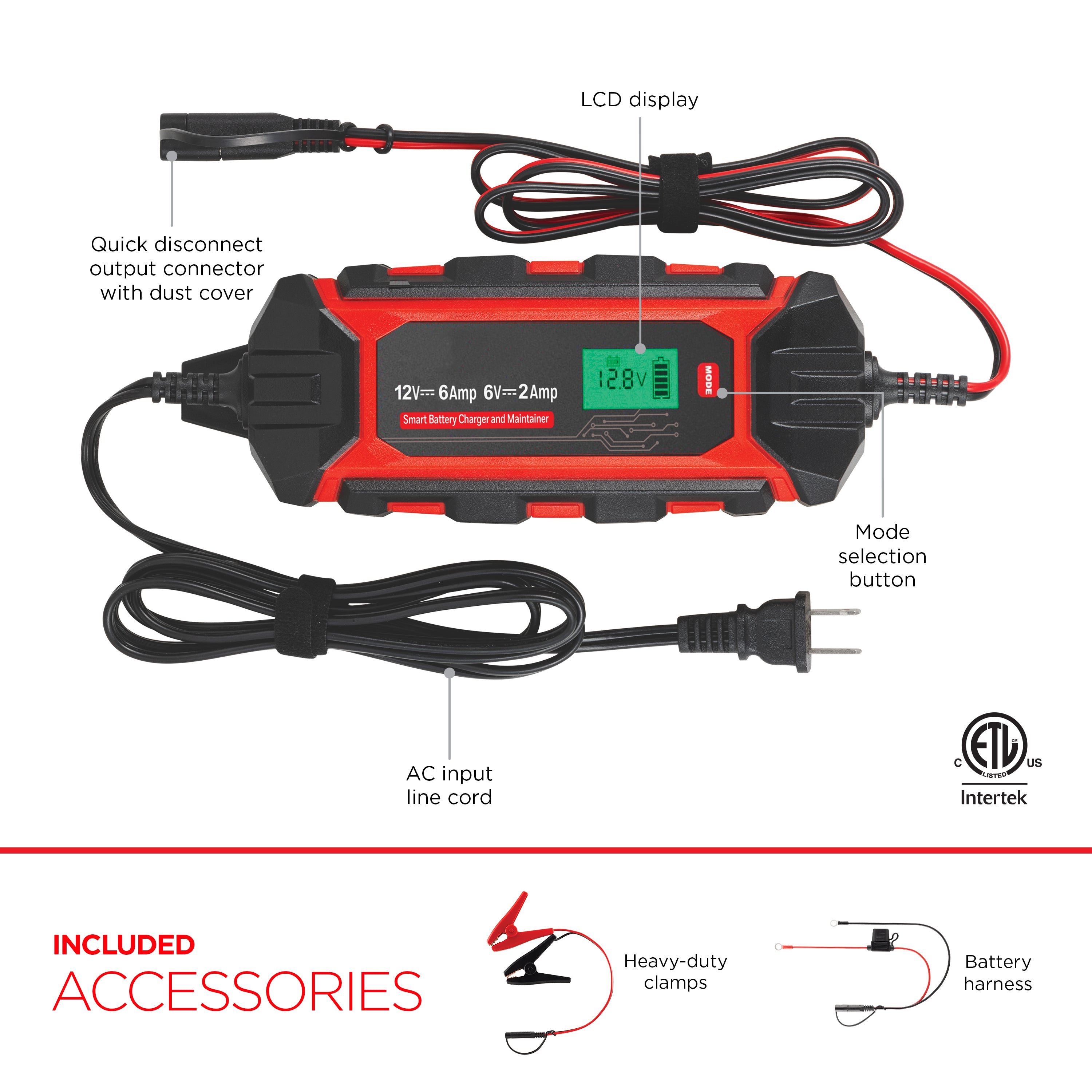 UltraPro Elite Smart Battery Charger and Maintainer, 6V/12V