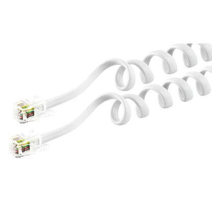 Power Gear 25ft. Coiled Phone Line Cord, White