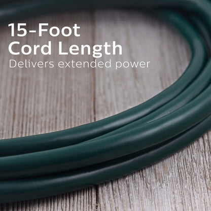 Philips 3-Outlet 15ft. Outdoor Extension Cord, Green