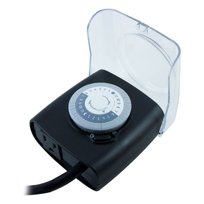 GE Outdoor Plug-In 24-Hour Extreme Weather Mechanical Timer, Black