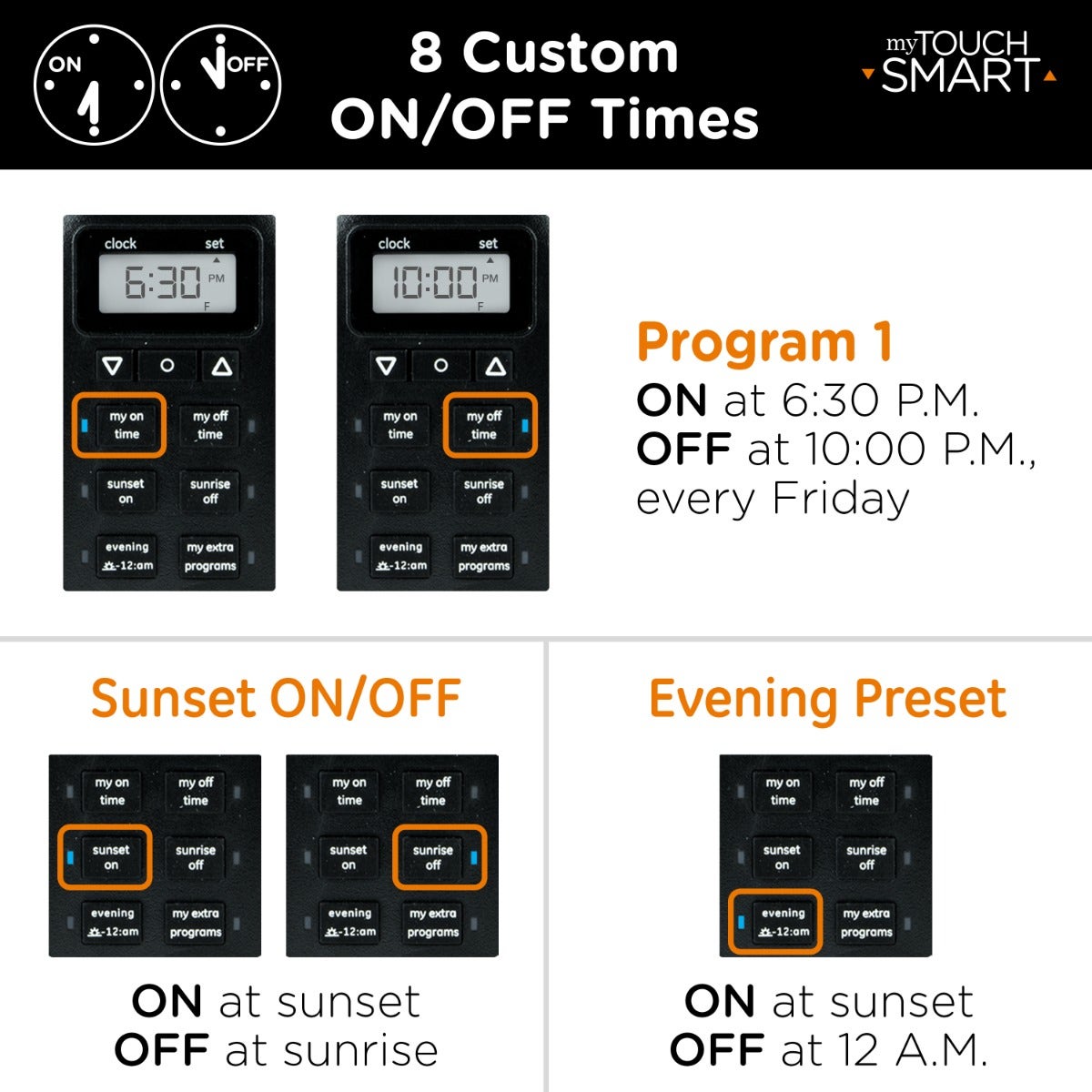 myTouchSmart Indoor/Outdoor Plug-In SunSmart Digital Timer, Black