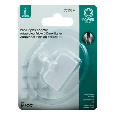 Power Gear 2-Line In-Wall Telephone Triplex Adapter, RJ11, White