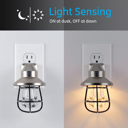 GE Vintage Cage Frame LED Night Light, Brushed Nickel