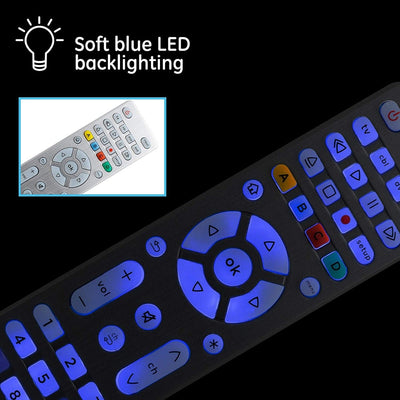 GE 4-Device Backlit Universal Remote, Brushed Silver