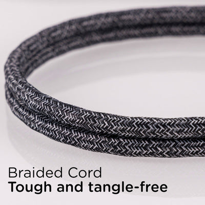 Cordinate 3-Outlet 10ft. Braided Extension Cord with Surge Protection, Black/Dark Heather