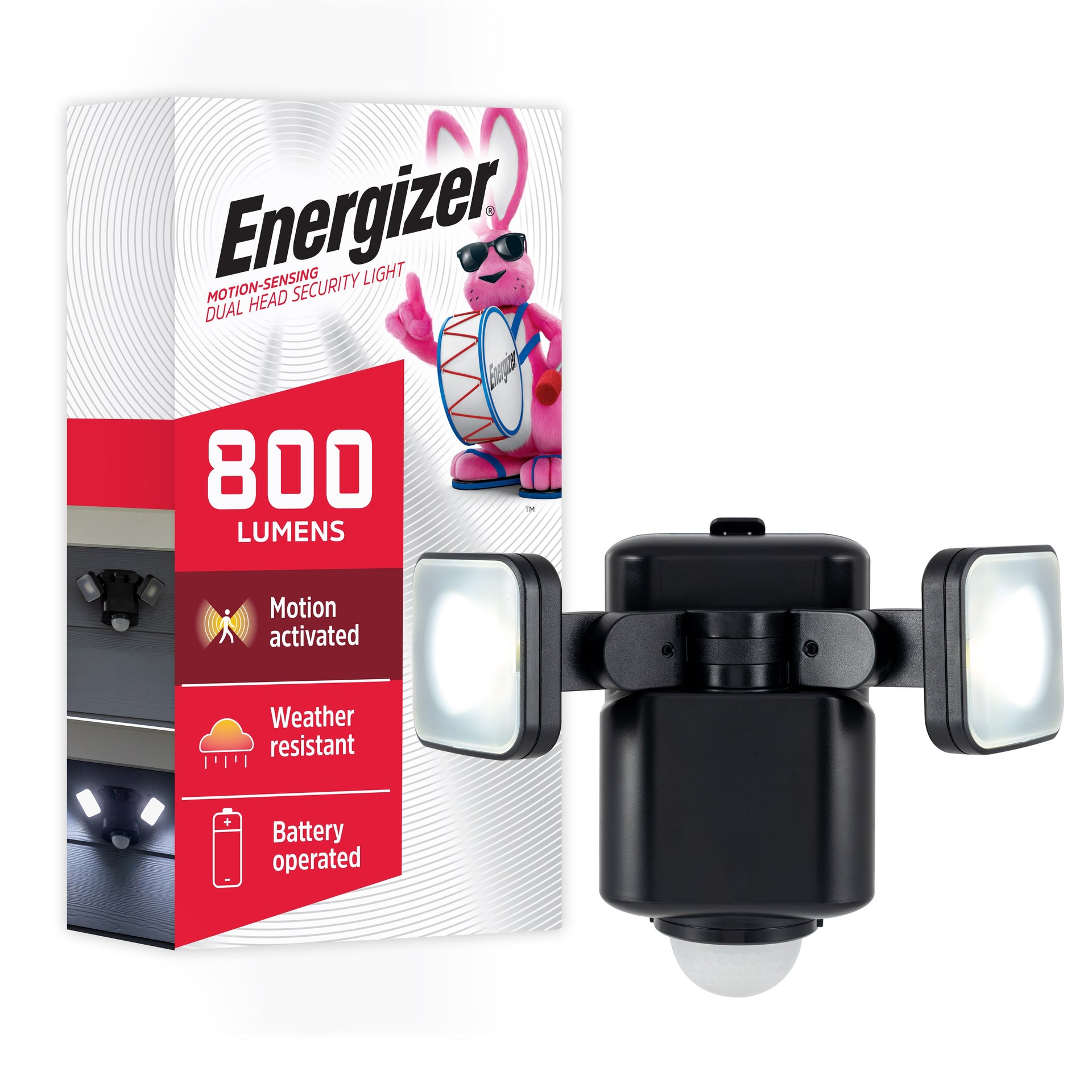 Energizer Outdoor 2-Head Motion-Sensing LED Security Light, Black