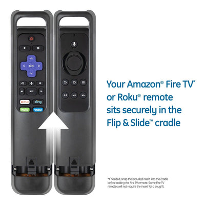 GE 4-Device Universal Companion Remote for Roku and Amazon TV with Flip and Slide Cradle, Black