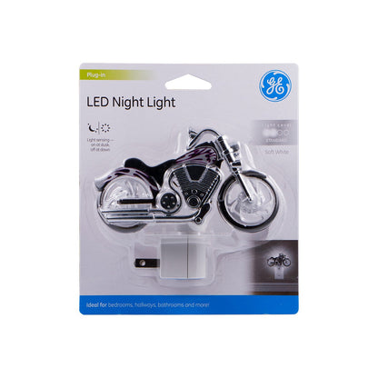 GE Motorcycle Light Sensing LED Night Light, White