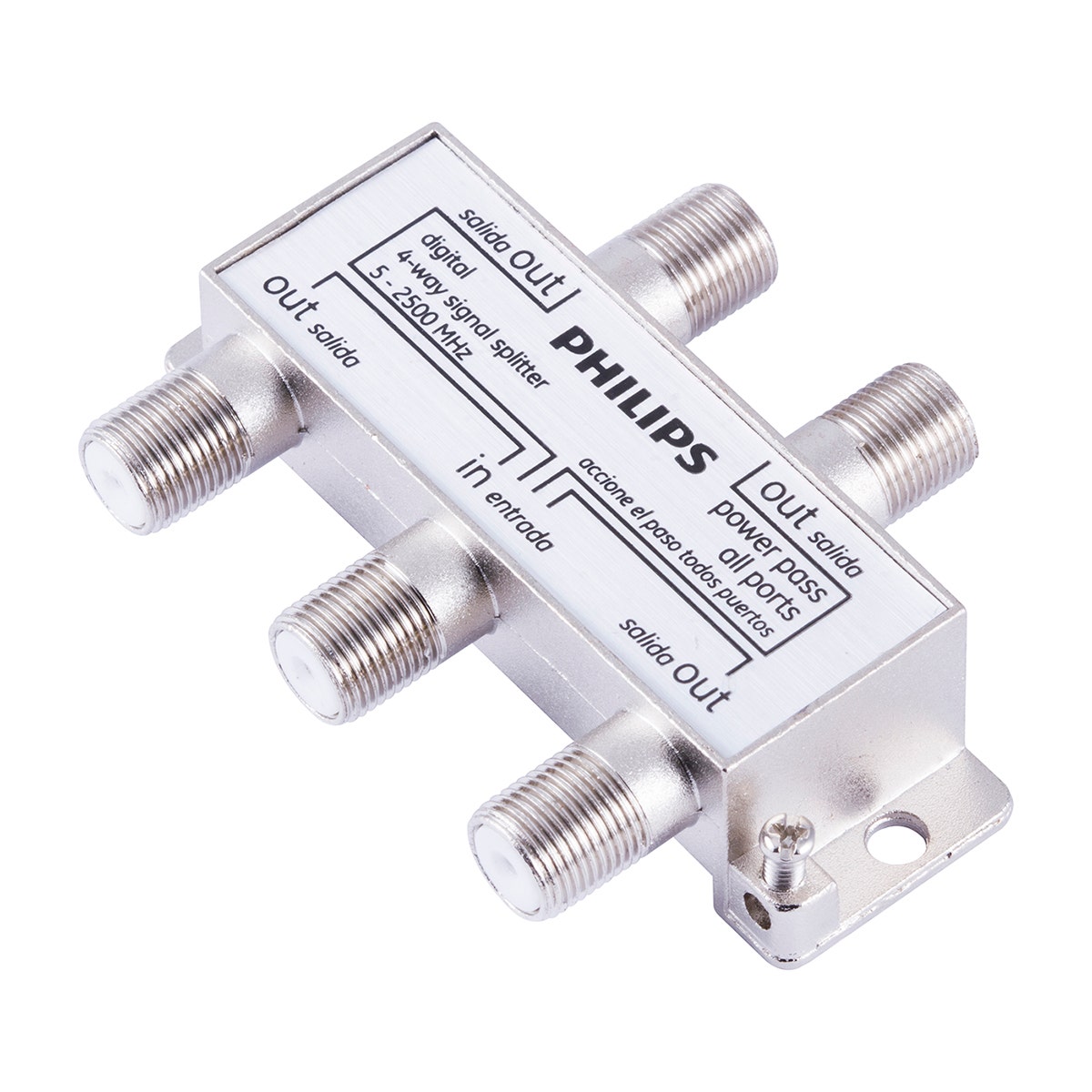 Philips Digital Coaxial 4-Way Signal Splitter, Silver