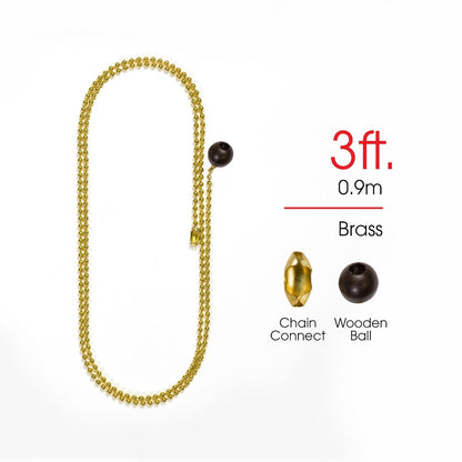 Power Gear 3 ft. Beaded Chain with Wooden Ball, Brass