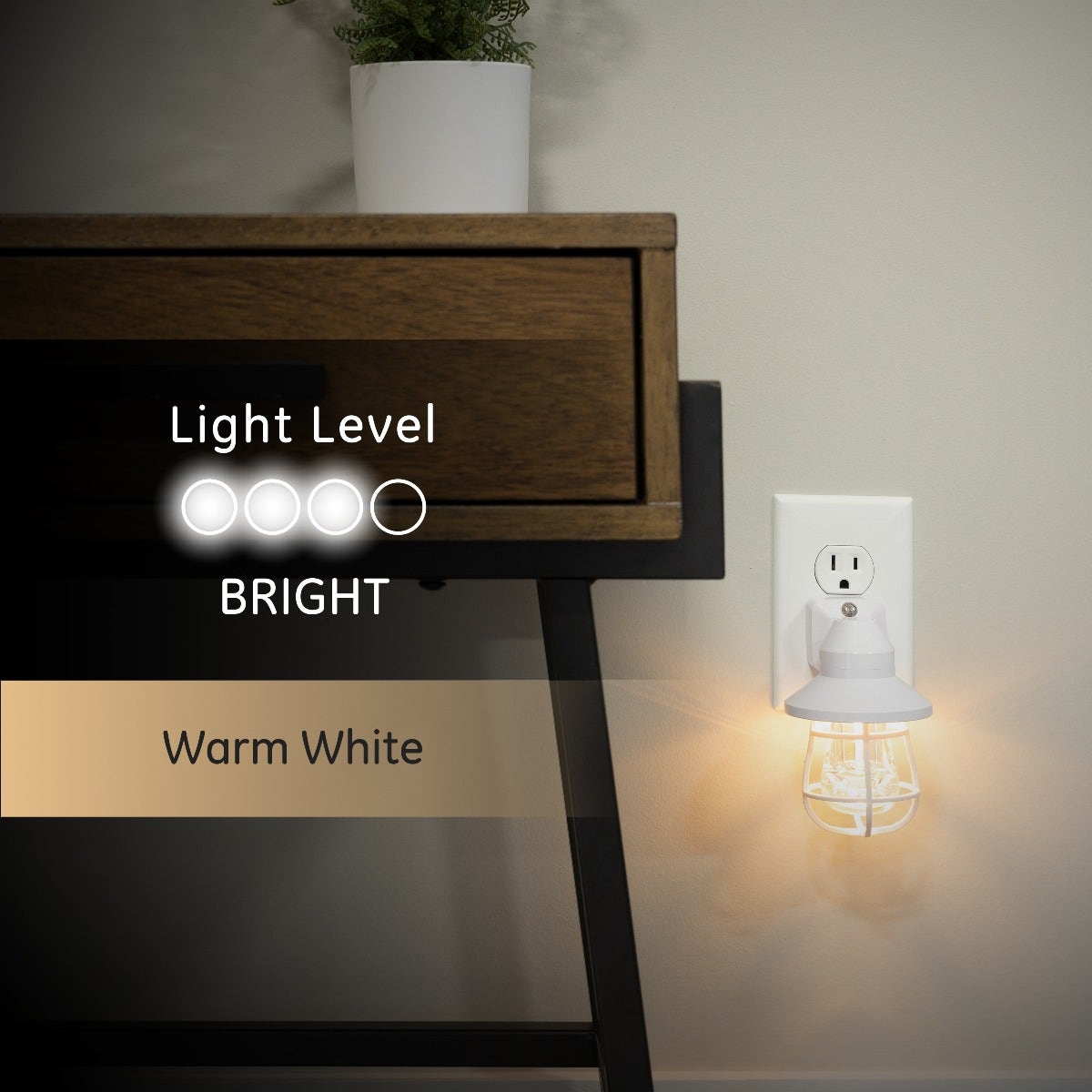 GE Vintage Cage Frame Light Sensing LED Night Light, White