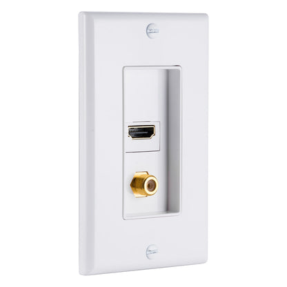 GE HDMI and Coax Cable Wall Plate, White
