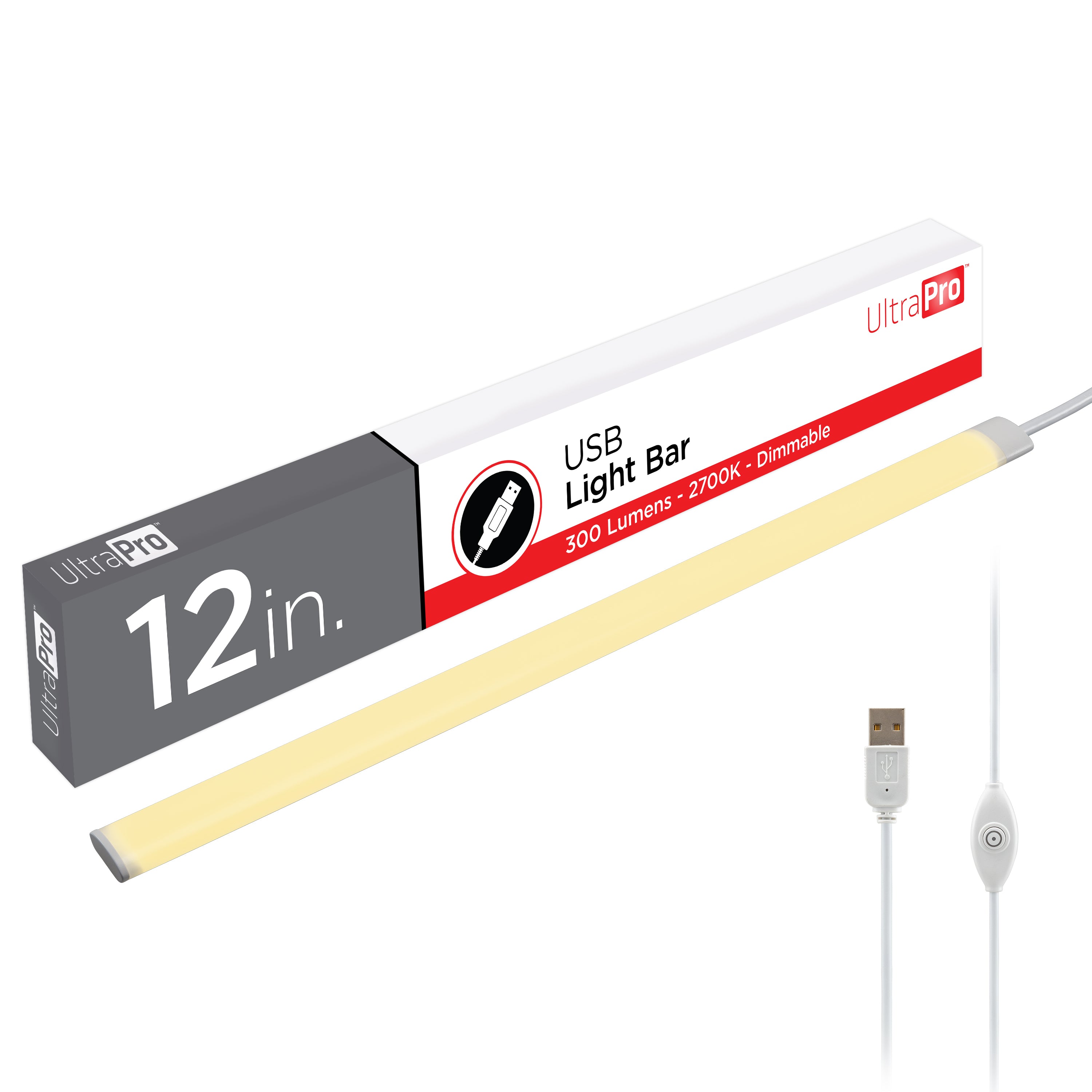 UltraPro USB Light Bar, 2700K, Dimmable, 12in.
