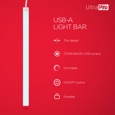 UltraPro USB Light Bar, CCT, 2700K, Dimmable, 12in.