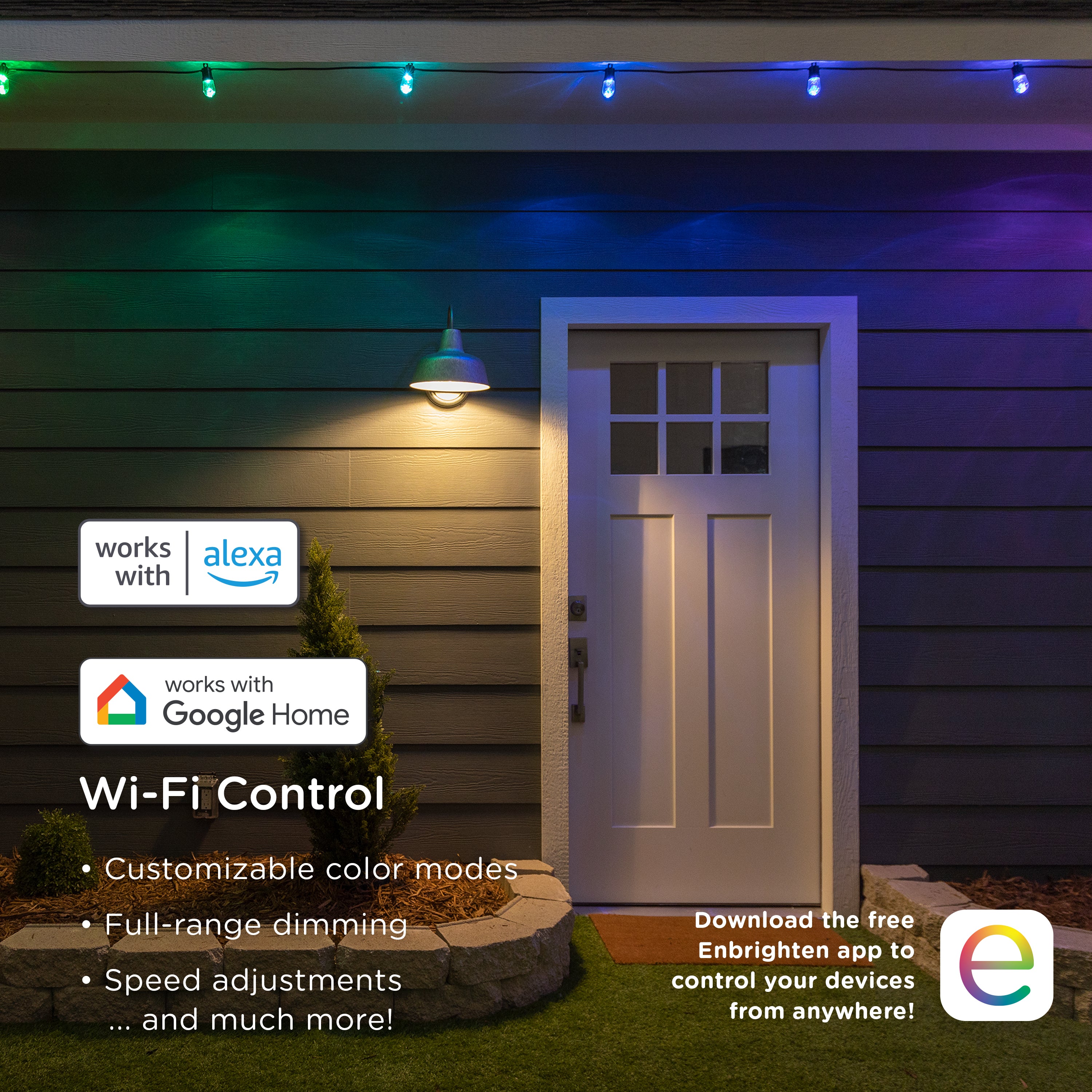 Enbrighten Smart Wi-Fi LED Café Lights, 10 Bulbs, 20ft.