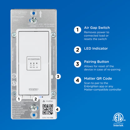 Enbrighten Pro In-Wall Wi-Fi Matter Countdown Smart Switch