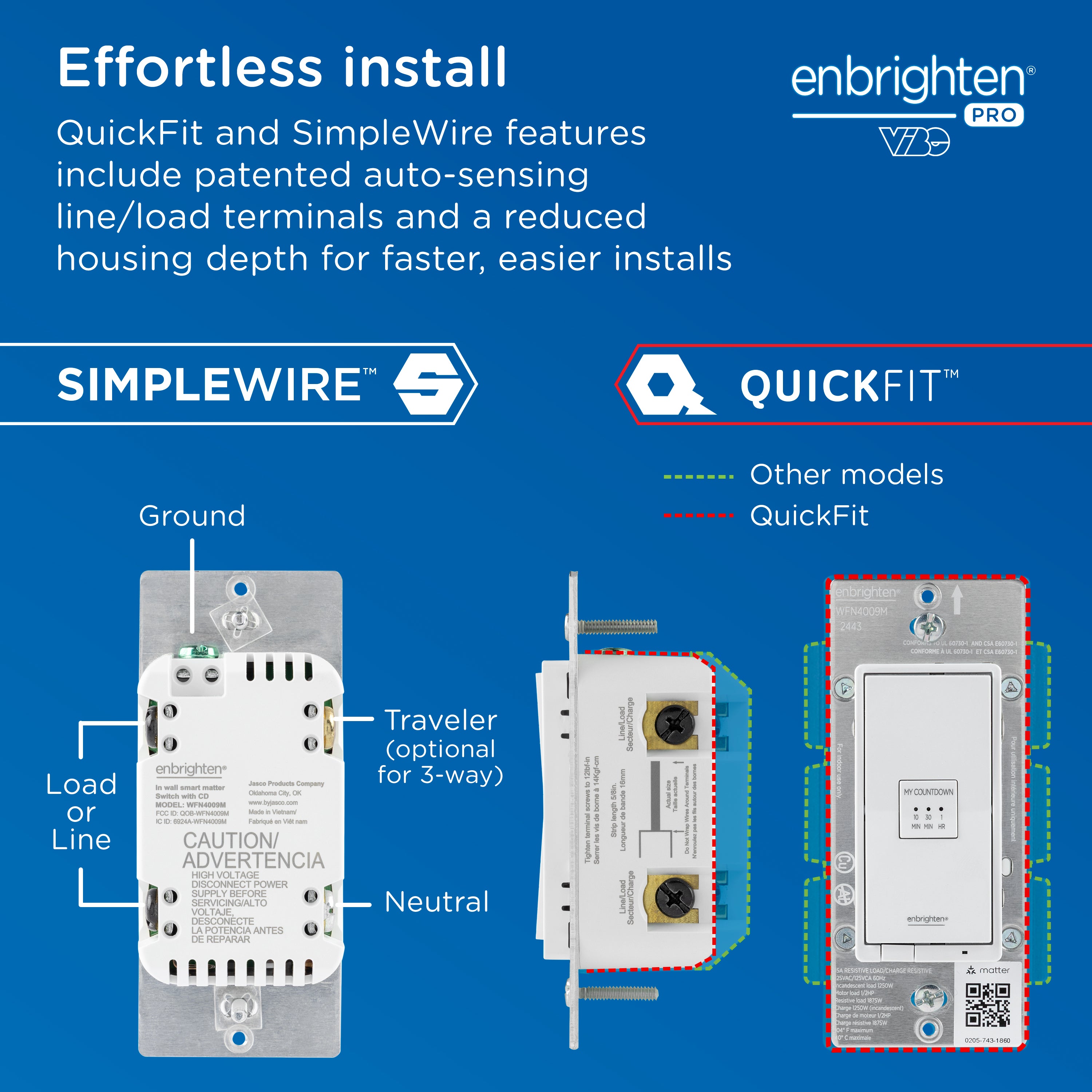Enbrighten Pro In-Wall Wi-Fi Matter Countdown Smart Switch