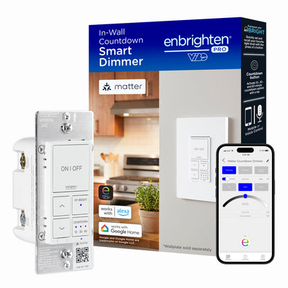 Enbrighten Pro Smart Dimmer Light Switch, Matter, Countdown & 2 MyBright