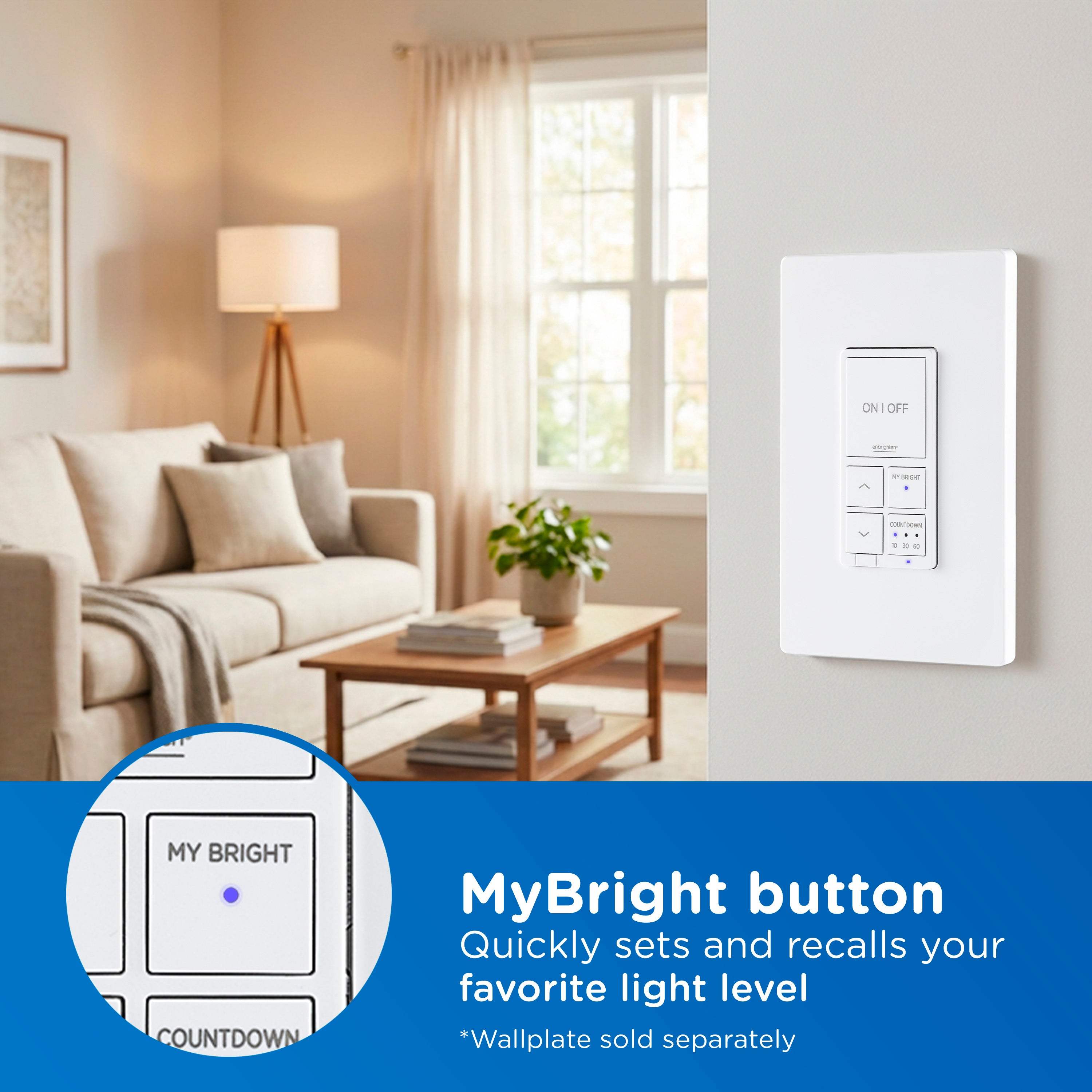 Enbrighten Pro Smart Dimmer Light Switch, Matter, Countdown & 2 MyBright