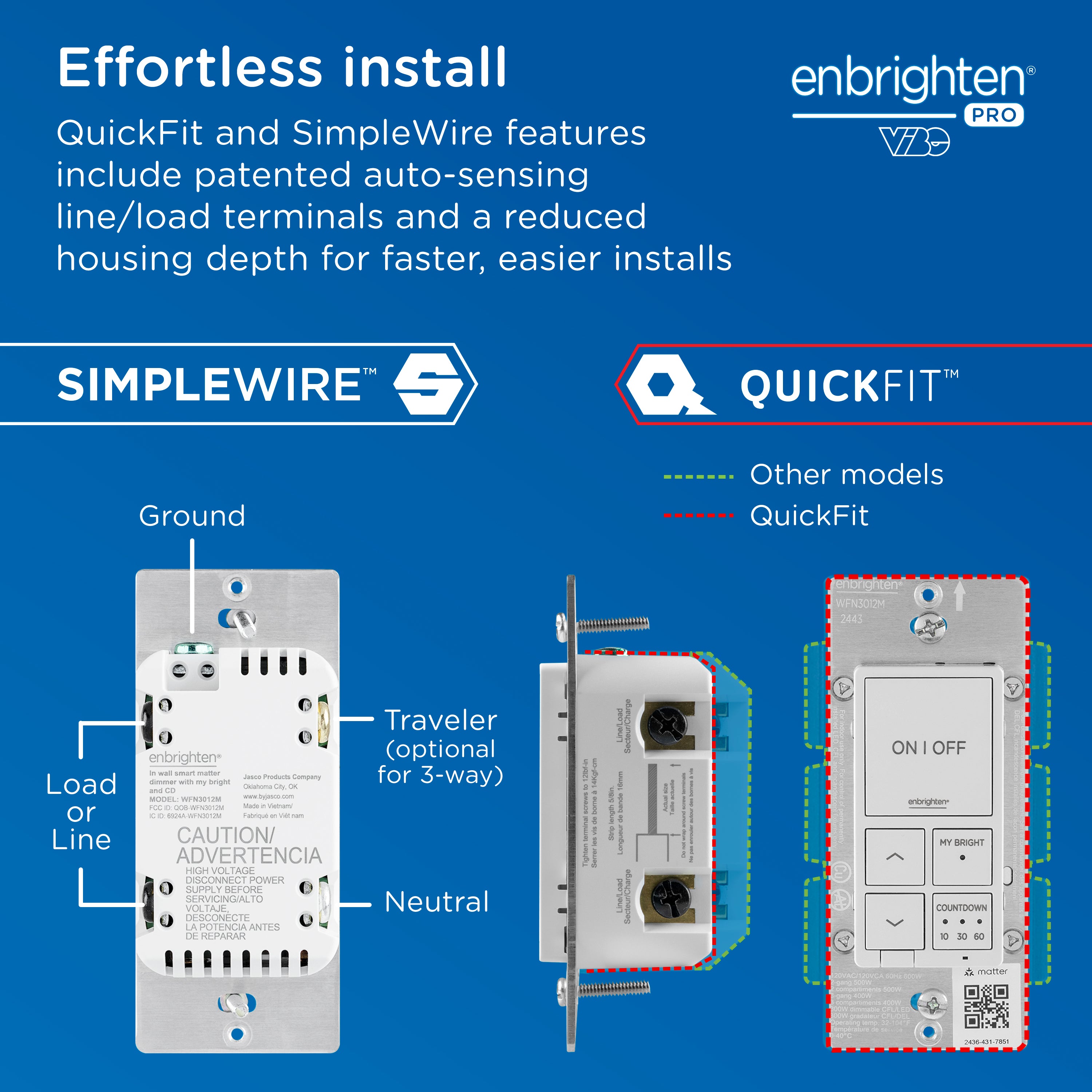 Enbrighten Pro Smart Dimmer Light Switch, Matter, Countdown & 2 MyBright
