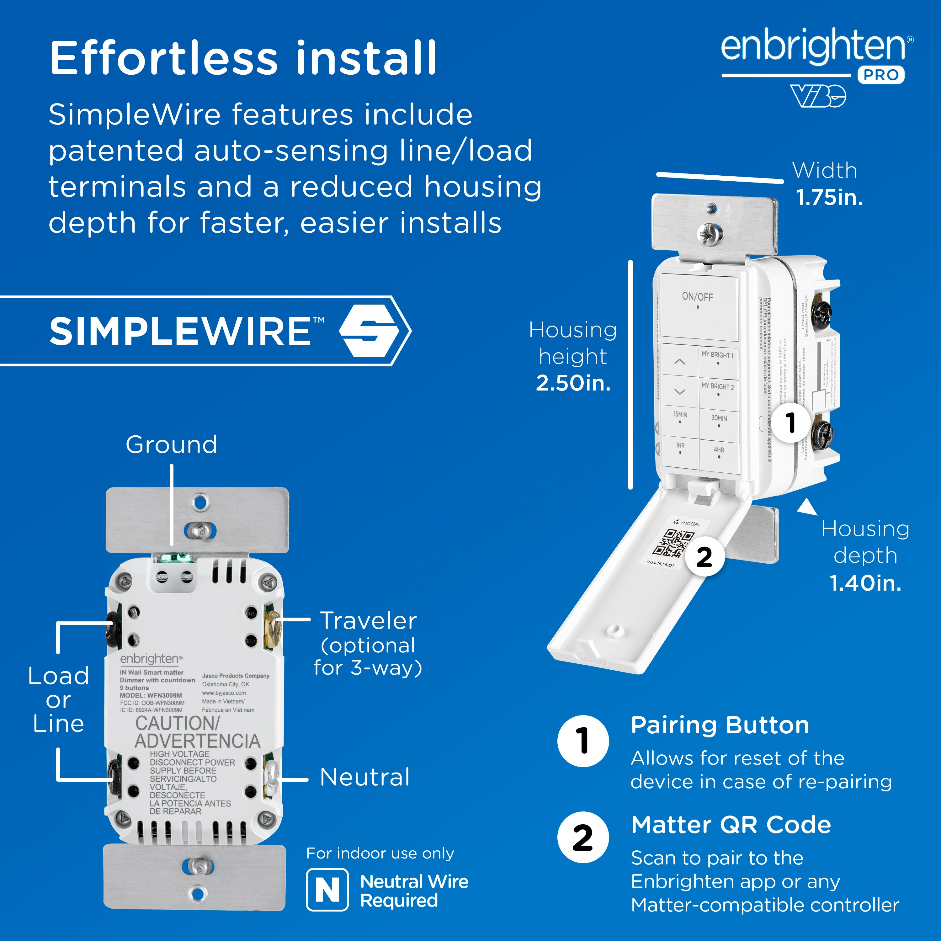 Enbrighten Pro Smart Dimmer Light Switch, Matter, Door, Countdown, MyBright