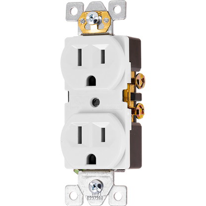 GE UltraPro Grounding Duplex Heavy-Duty Receptacle, White